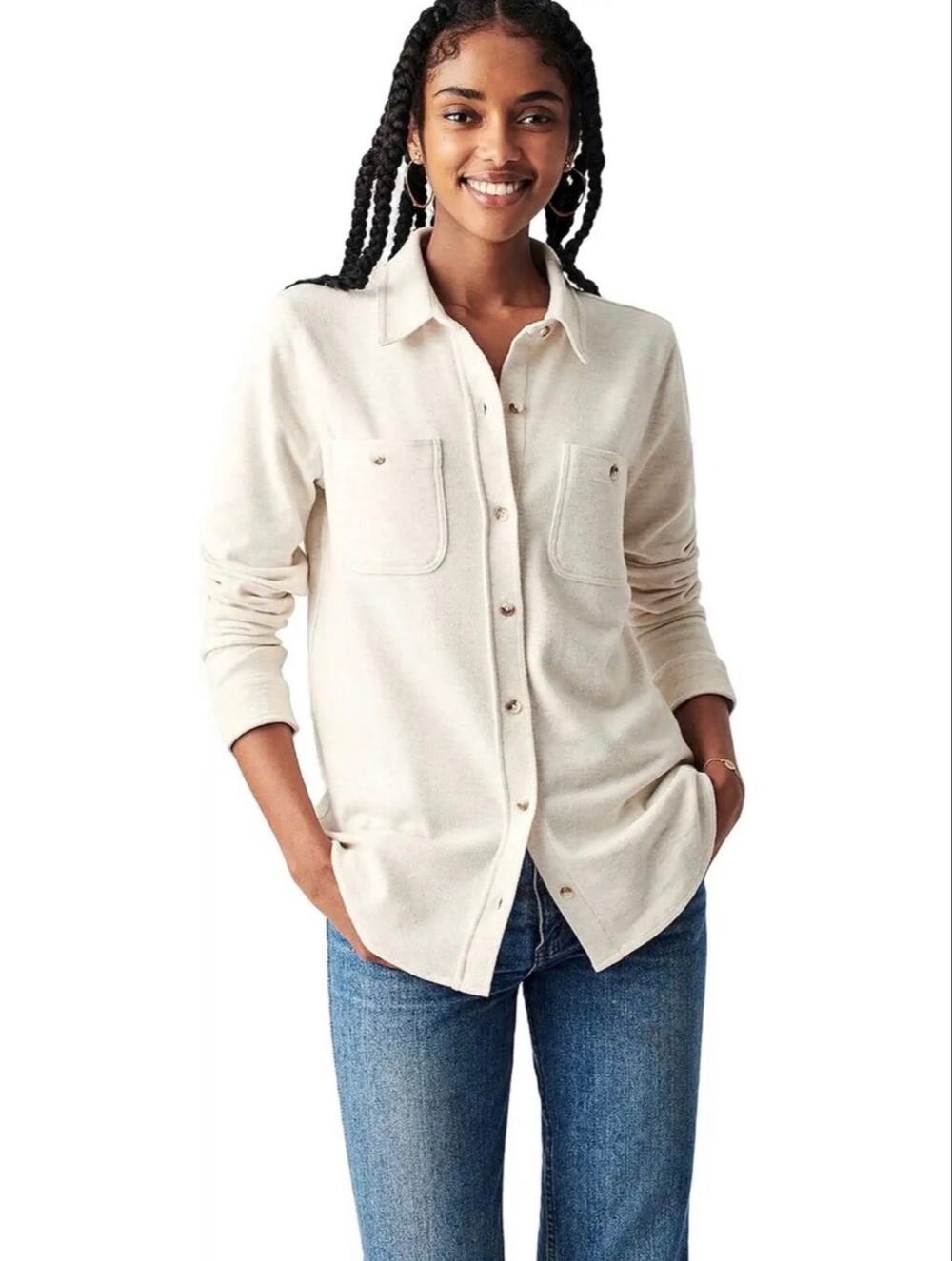 Faherty Legend Sweater Shirt Ivory L
